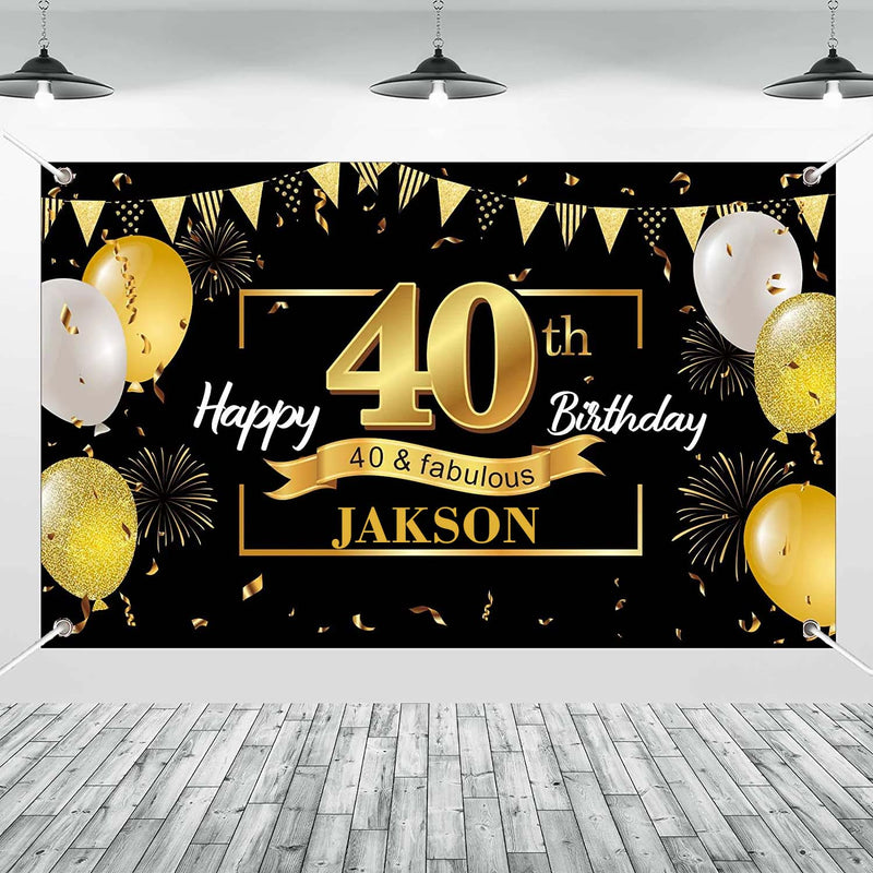 40th Theme Birthday Party Personalized Backdrop.