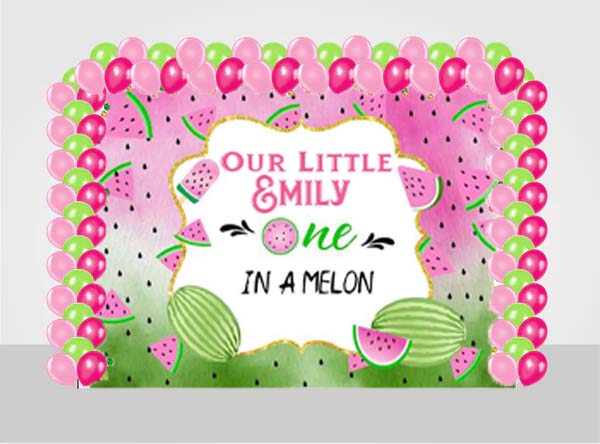 One In A Melon Birthday Party Decoration Kit With Personalized Backdrop.