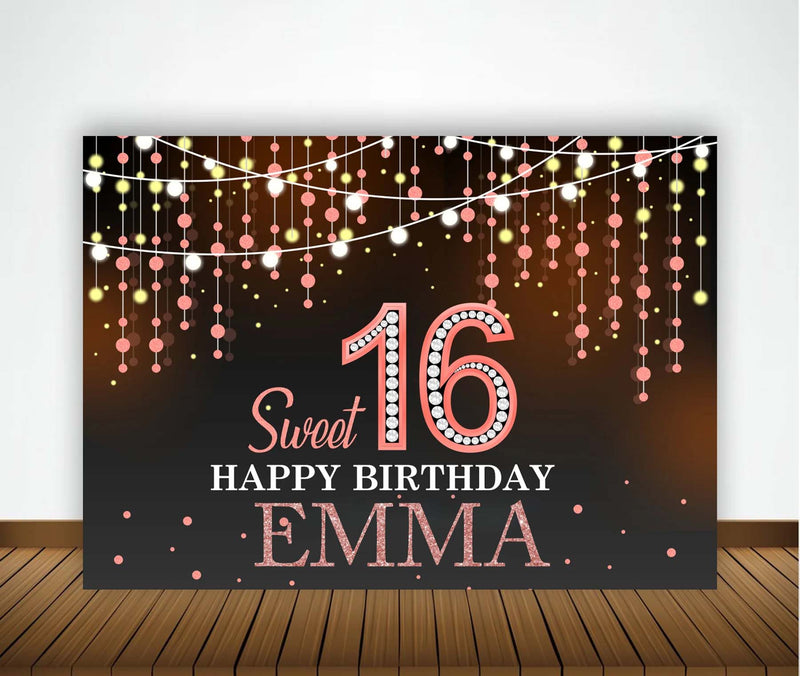 16th Birthday Party Personalized Backdrop