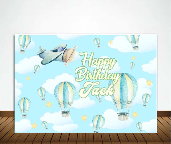 Air Plane Theme Birthday Party Personalized Backdrop.