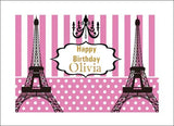 Paris Birthday Party Personalized Backdrop.