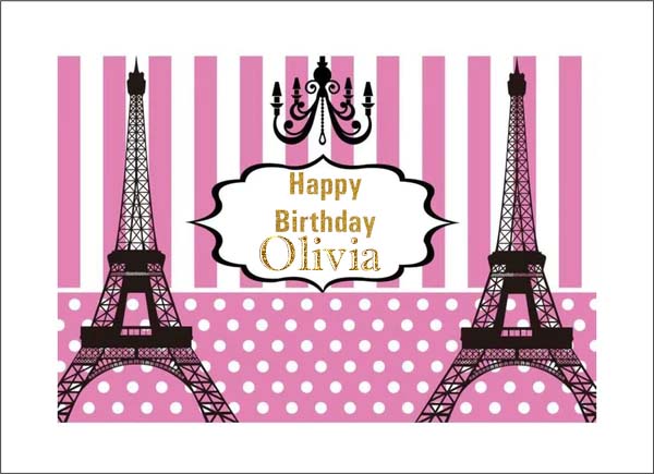 Paris Birthday Party Personalized Backdrop.