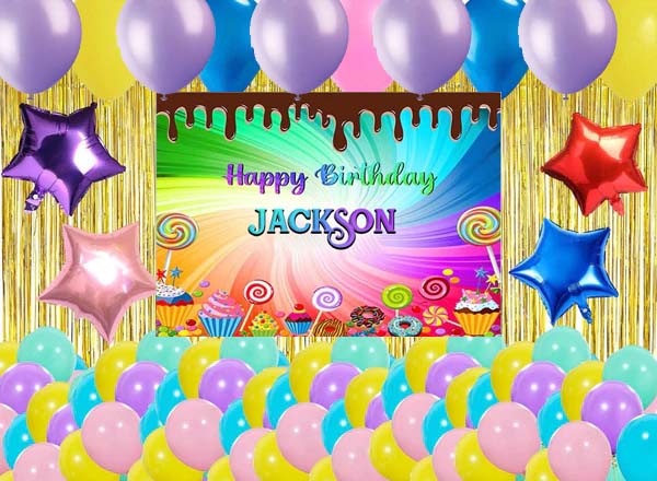 Candyland Birthday Party Complete Set with Personalized Backdrop