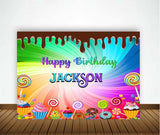 Candyland Birthday Party Personalized Backdrop.