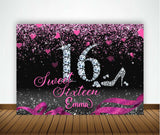 16th Birthday Party Personalized Backdrop