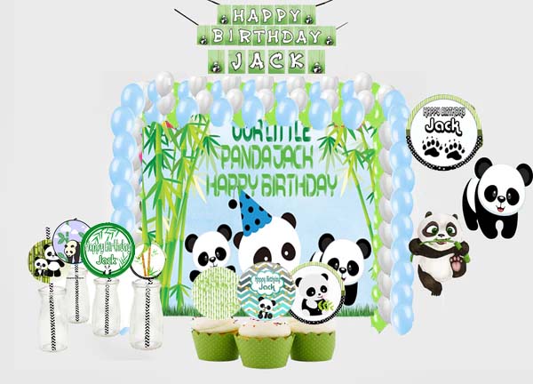 Panda Theme Birthday Complete Personalize Party Kit