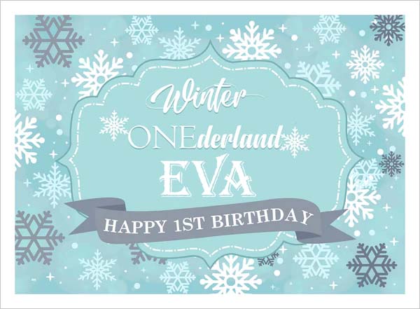 Winter Wonderland Theme Birthday Party Personalized Backdrop.