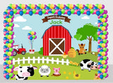 Farm Animal Birthday Party Decoration Kit With Personalized Backdrop.