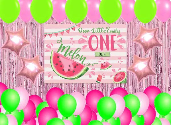 One In A Melon Birthday Party Complete Set with Personalized Backdrop