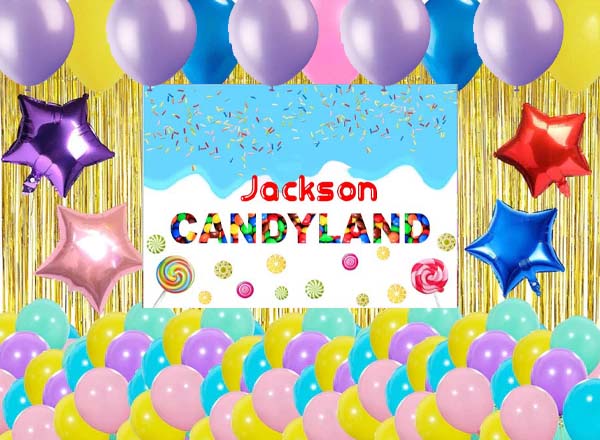 Candyland Birthday Party Complete Set with Personalized Backdrop