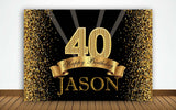 40th Theme Birthday Party Personalized Backdrop.