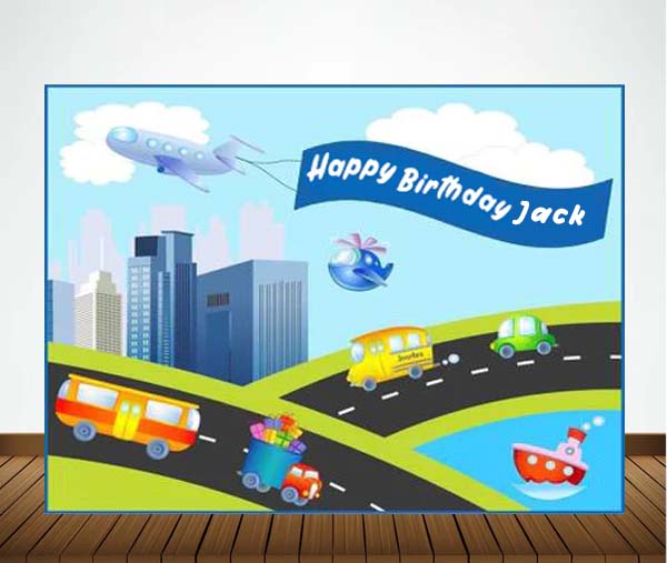 Air Plane Theme Birthday Party Personalized Backdrop.