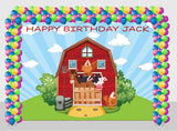 Farm Animal Birthday Party Decoration Kit With Personalized Backdrop.