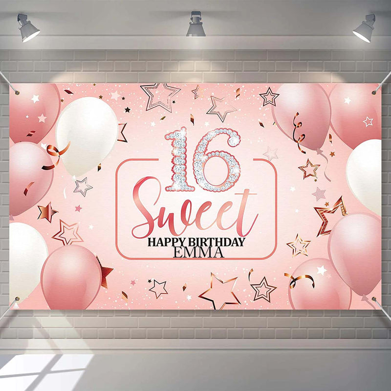 16th Birthday Party Personalized Backdrop