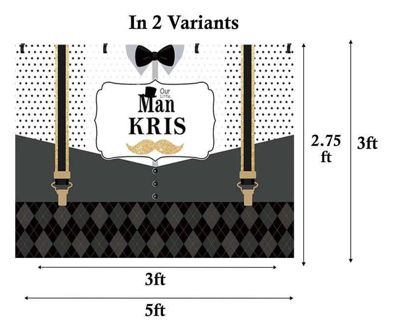 Little Man Theme Birthday Party Personalized Backdrop.