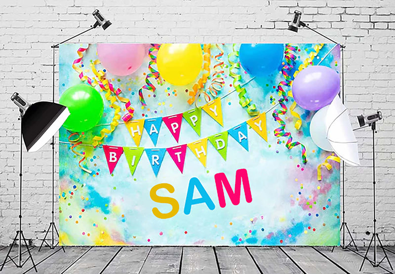 Joyful Party Theme Birthday Party Personalized Backdrop.