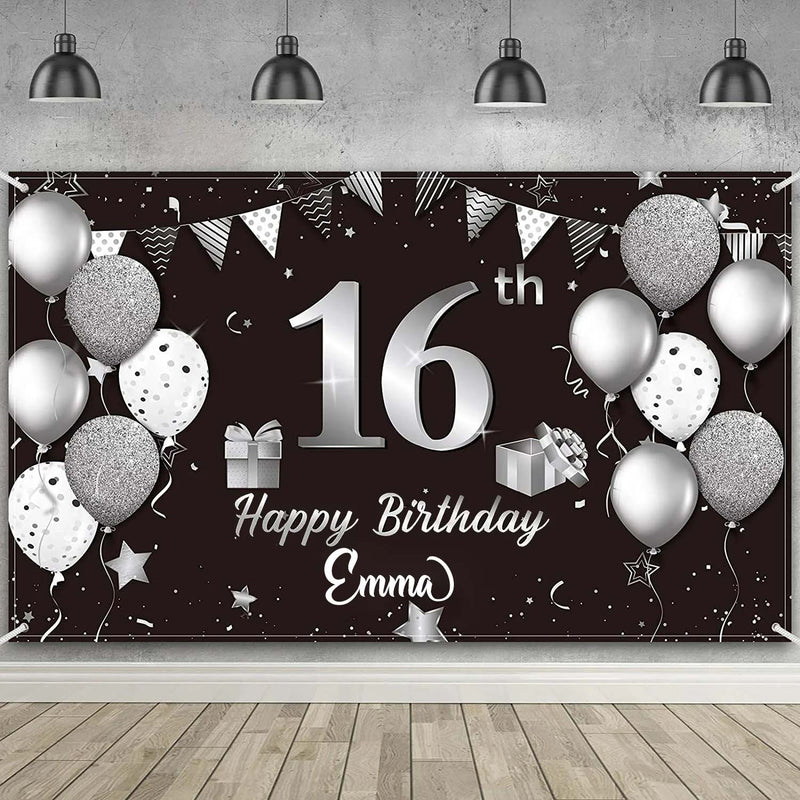 16th Birthday Party Personalized Backdrop