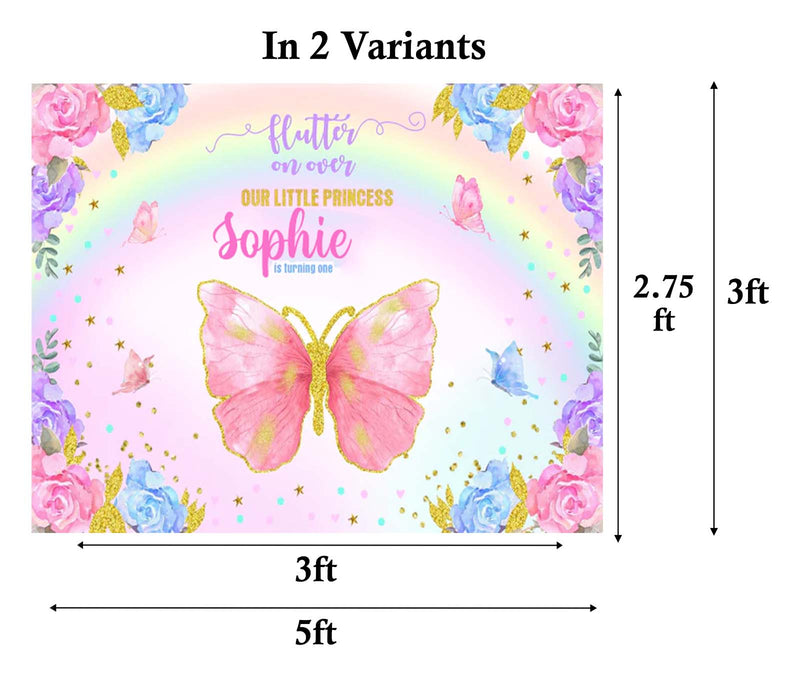 Butterflies & Fairies Theme Birthday Party Personalized Backdrop.