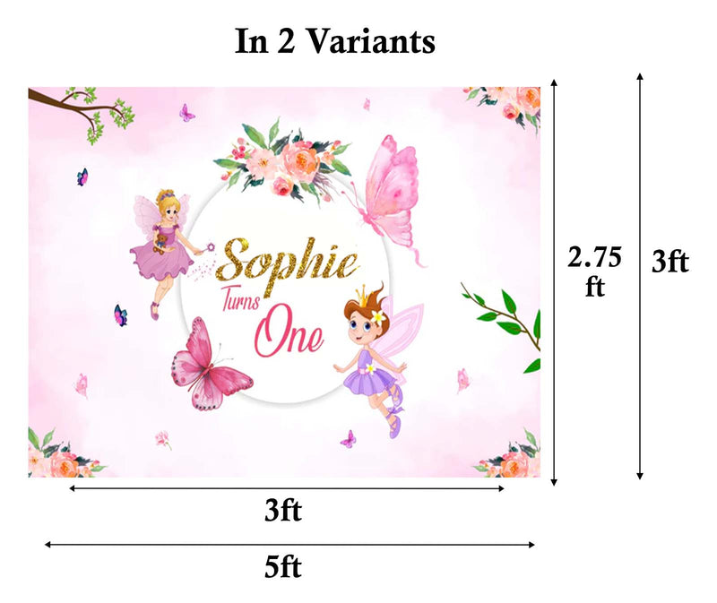 Butterflies & Fairies Theme Birthday Party Personalized Backdrop.