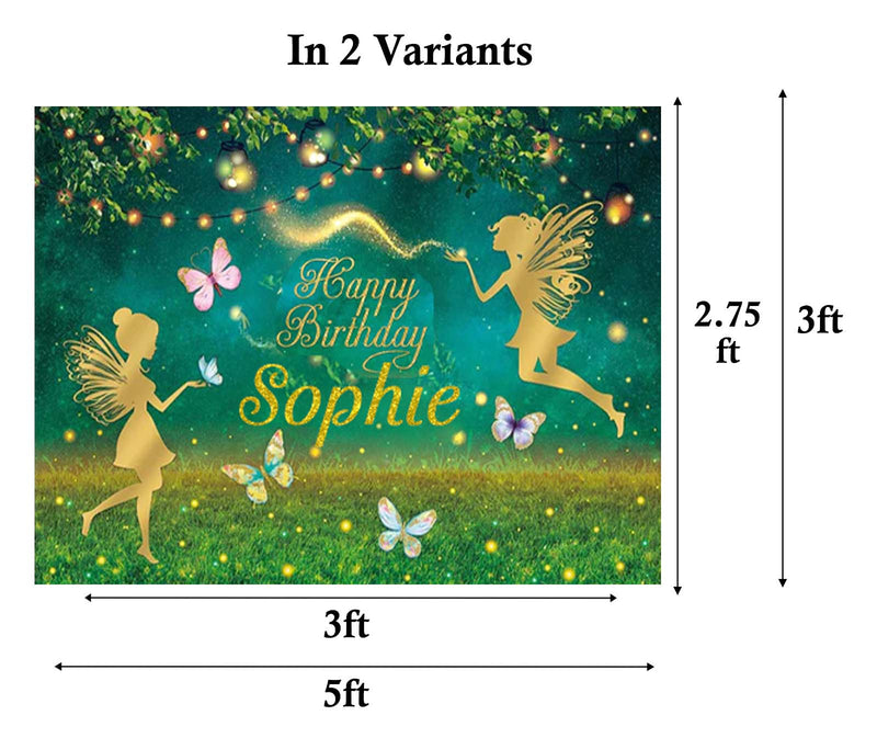 Butterflies & Fairies Theme Birthday Party Personalized Backdrop.