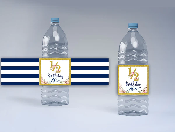 Half Birthday Boys Theme Water Bottle Labels