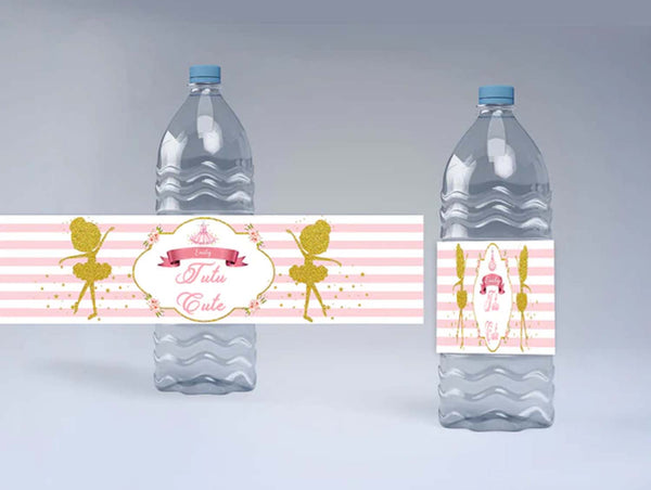 Ballerina Theme Water Bottle Labels