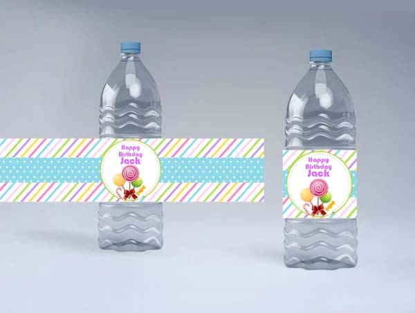 Candyland Theme Water Bottle Labels