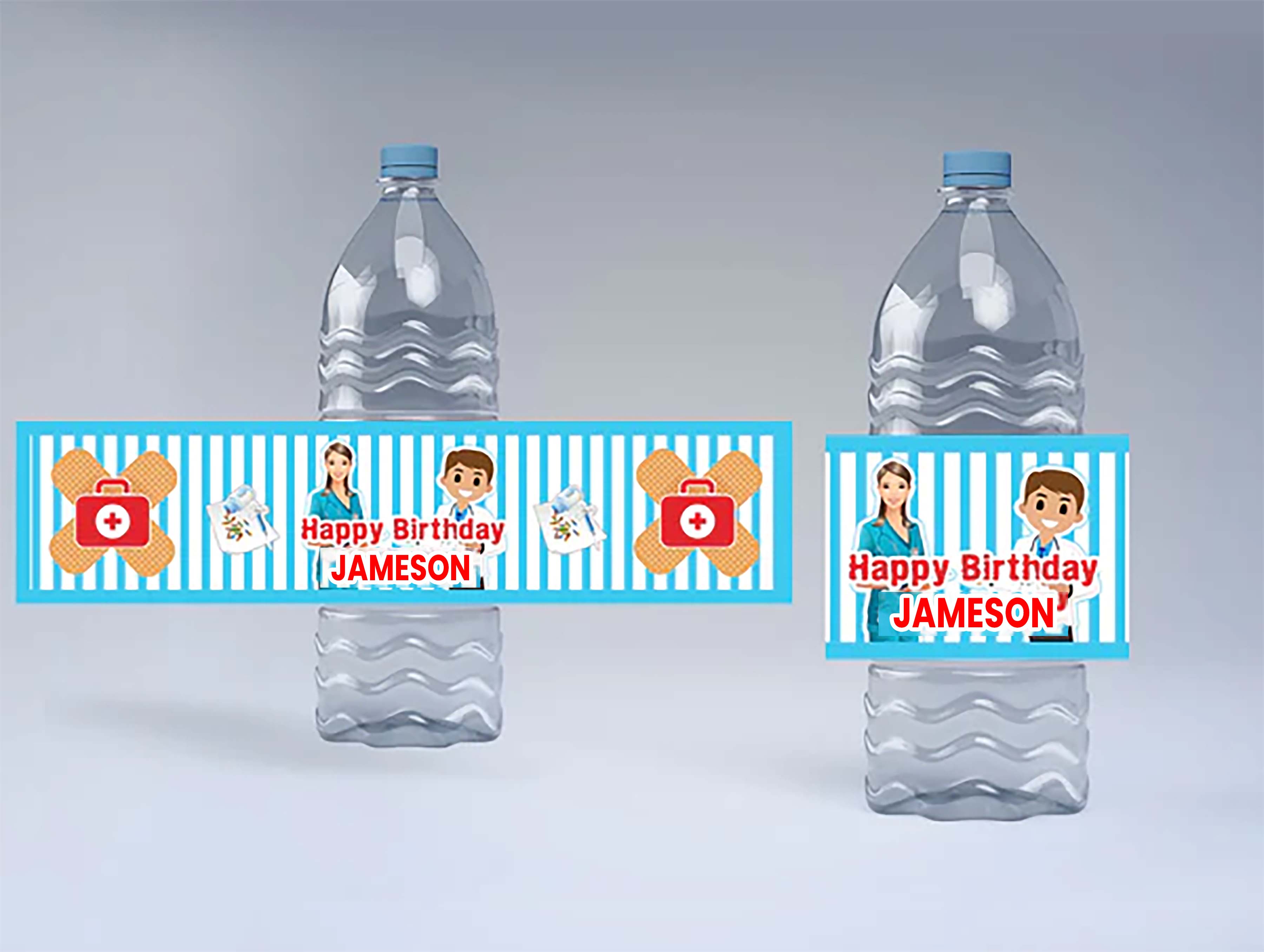 Doctor Theme Birthday Party Water Bottle Labels