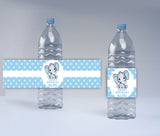 Baby Elephant Theme Birthday Party Water Bottle Labels