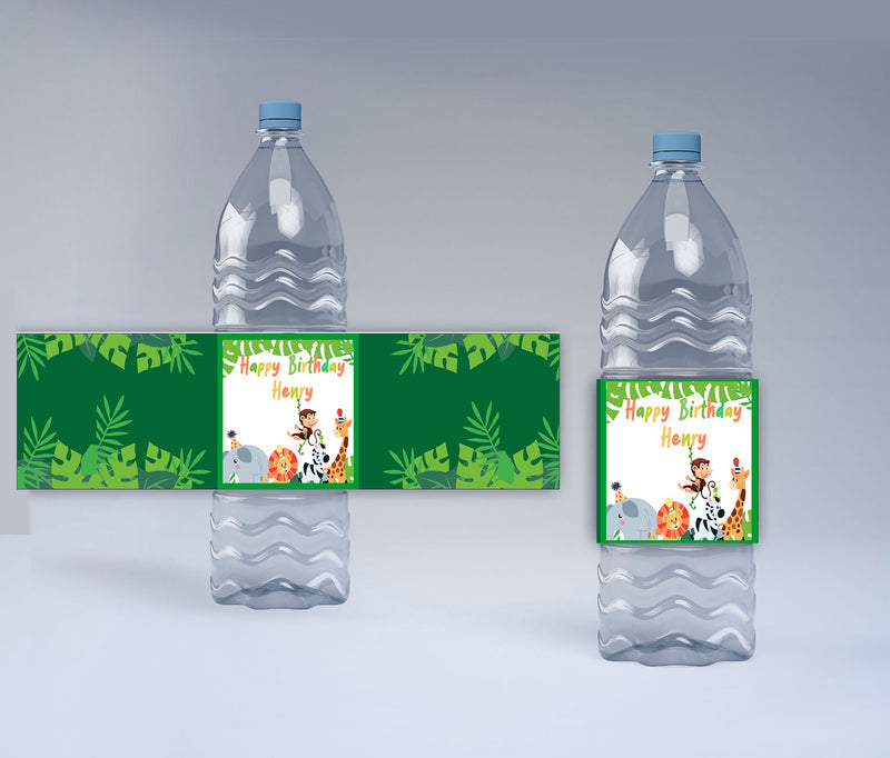 Jungle Safari Theme Water Bottle Labels