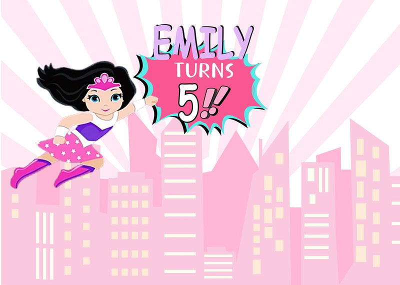 Super Girl  Birthday Party Personalized Backdrop.