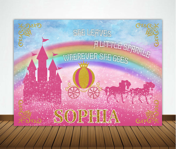 Princess Birthday Party Personalized Backdrop.