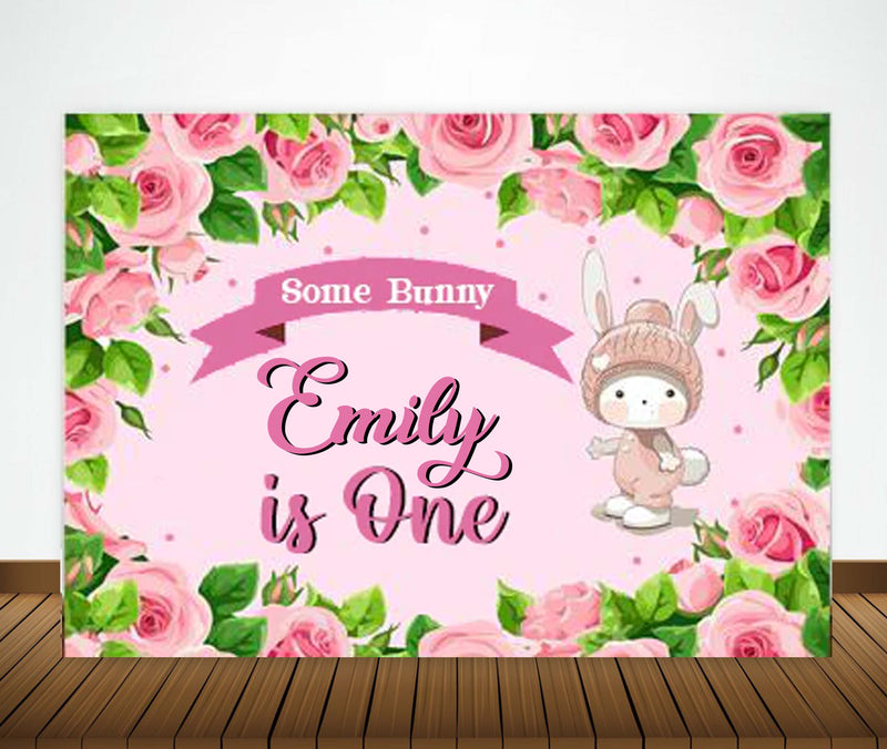 Bunny Birthday Party Personalized Backdrop.