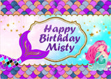 Mermaid Theme Birthday Party Personalized Backdrop.