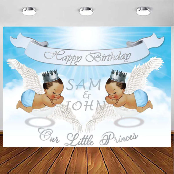 Twin Boys Party Theme Birthday Party Personalized Backdrop.