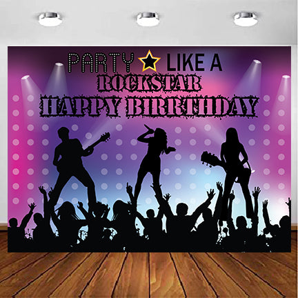 Rockstar Theme Birthday Party Personalized Backdrop.
