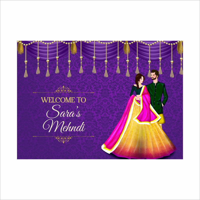 Mehndi Ceremony Personalized Backdrop.