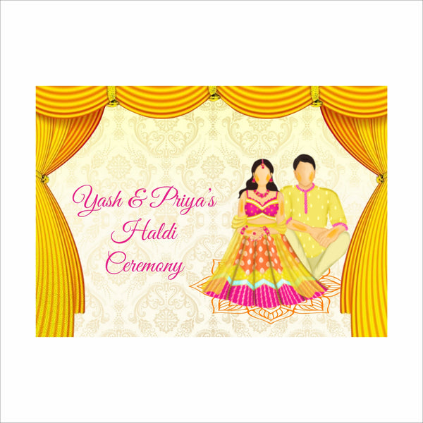 Haldi Ceremony Personalized Backdrop.