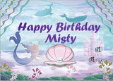 Mermaid Theme Birthday Party Personalized Backdrop.