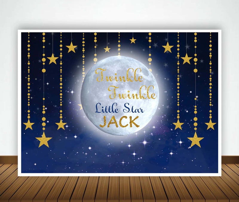 Twinkle Twinkle Little Star Birthday Party Personalized Backdrop.