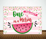 One In A Melon Birthday Party Personalized Backdrop.