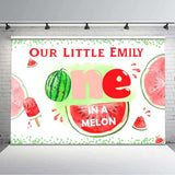 One In A Melon Birthday Party Personalized Backdrop.