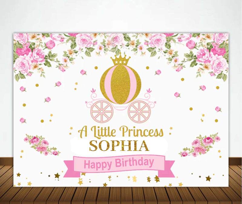 Princess Birthday Party Personalized Backdrop.