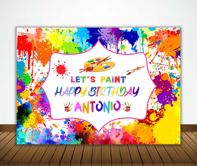 Art and Paint  Birthday Party Backdrop Personalized