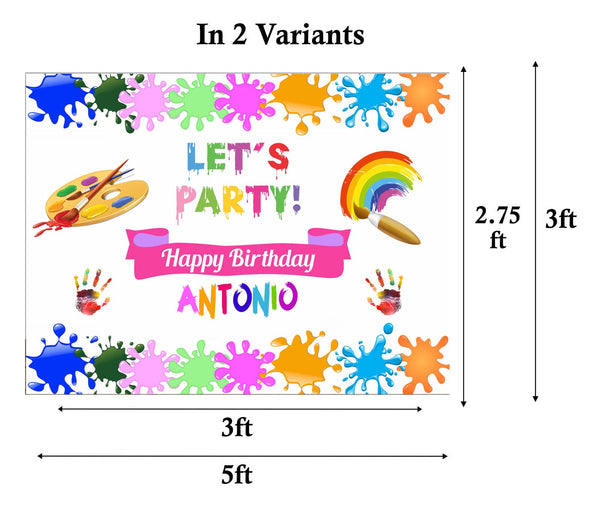 Art and Paint  Birthday Party Backdrop Personalized