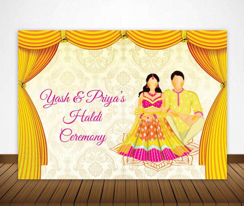 Haldi Ceremony Personalized Backdrop.