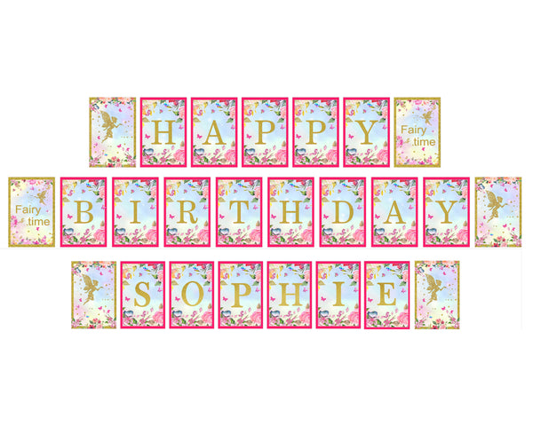 Butterflies & Fairies Theme Birthday Party Banner for Decoration