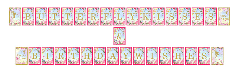 Butterflies & Fairies Theme Birthday Party Banner for Decoration