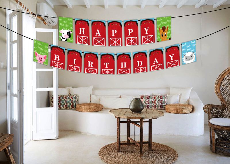 Farm Animal Birthday Party Banner for Decoration