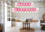 Flamingo Theme Birthday Party Banner for Decoration